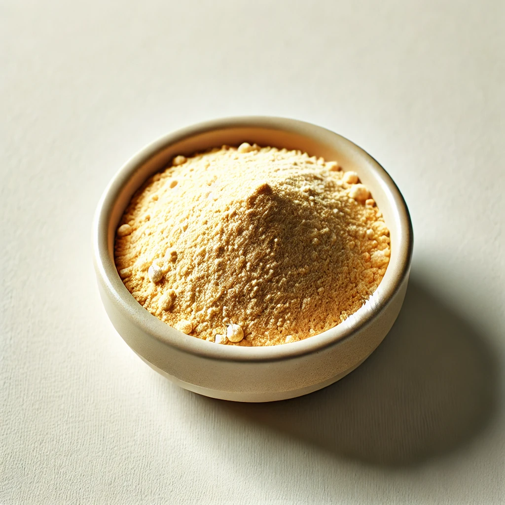 Bowl of soy lecithin granules or powder.