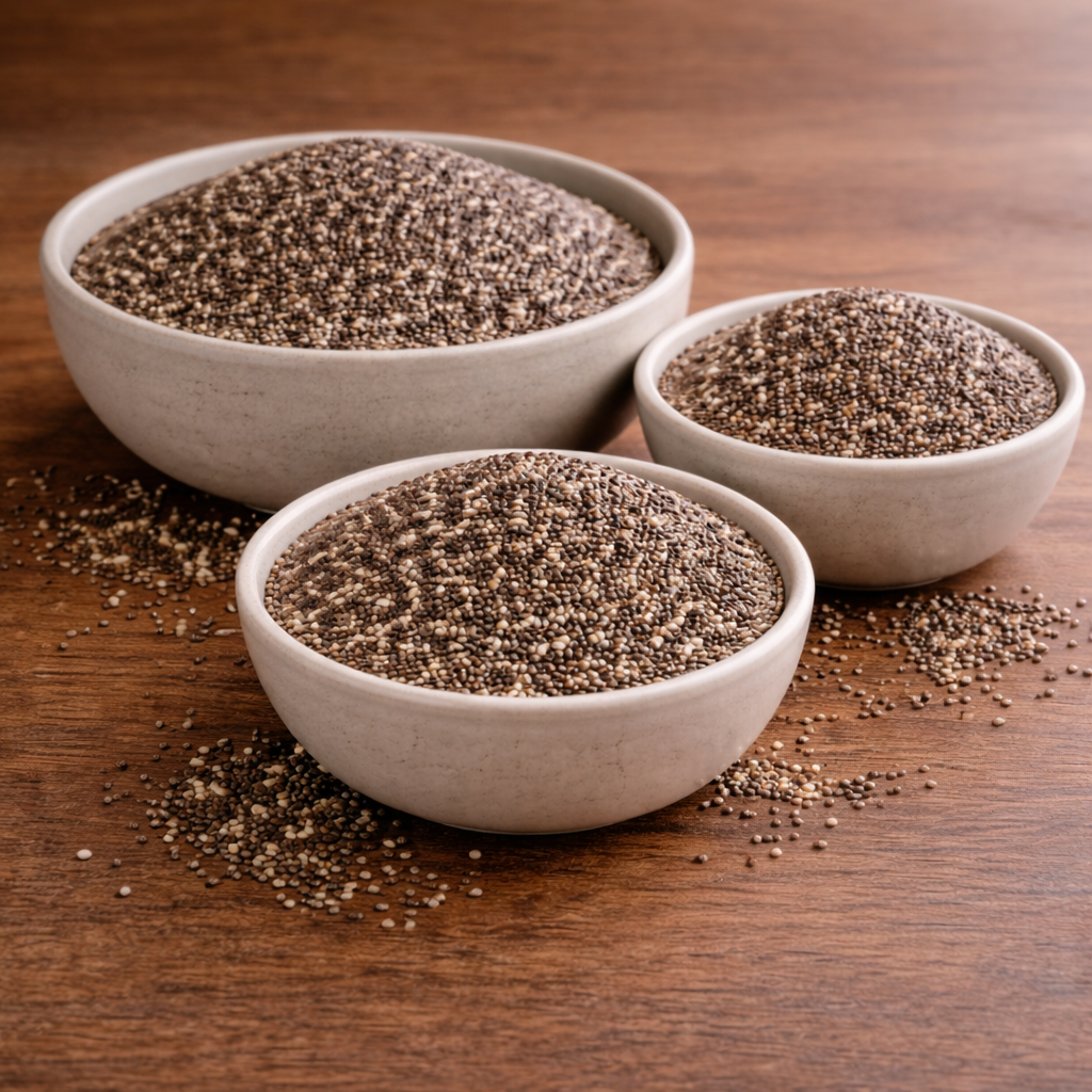 A pile of chia seeds