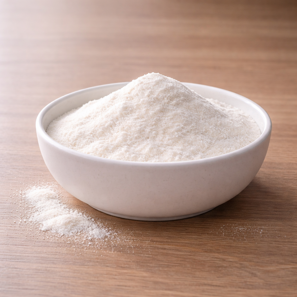 Fine, white maltodextrin powder in a small pile.