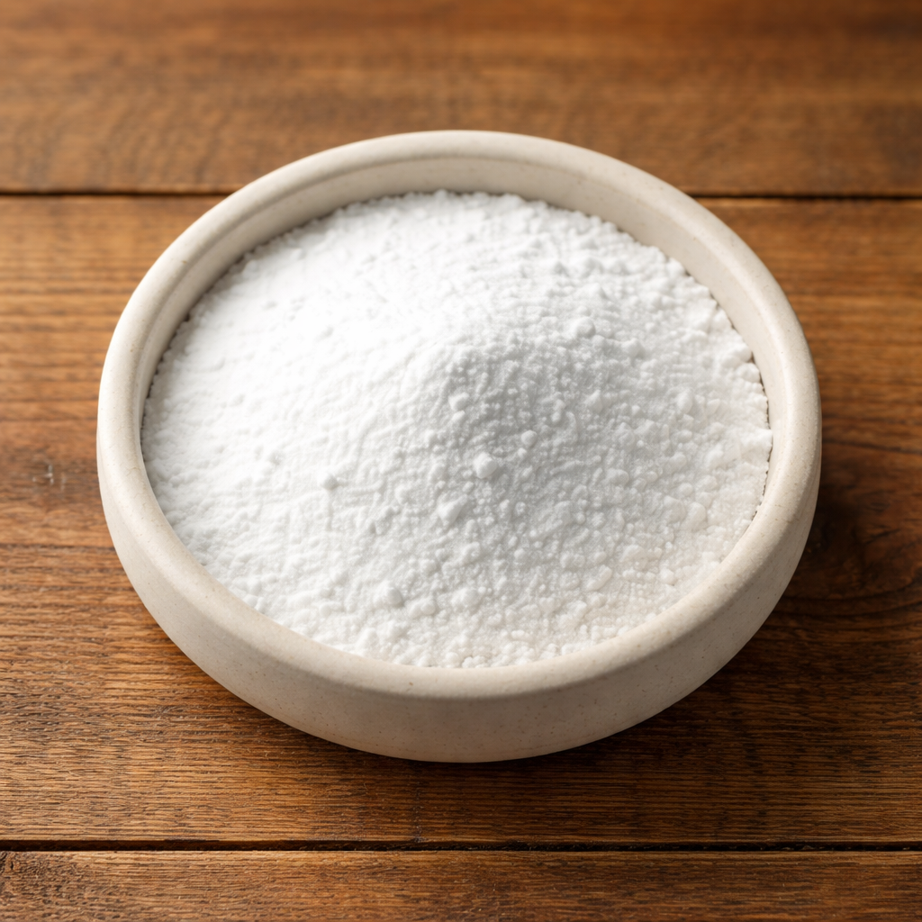 Fine white sodium tripolyphosphate powder in a small pile.